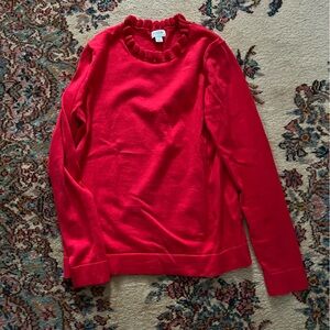 J Crew red ruffle neck sweater
